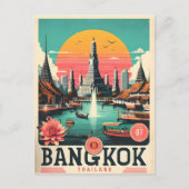 Retro Bangkok skyline - Thailand reisgeschenken Briefkaart (Voorkant)