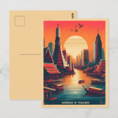 Retro Bangkok skyline - Thailand reisgeschenken Briefkaart (Voorkant / Achterkant)