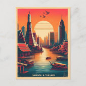 Retro Bangkok skyline - Thailand reisgeschenken Briefkaart (Voorkant)