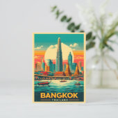 Retro Bangkok skyline - Thailand reisgeschenken Briefkaart (Staand voorkant)