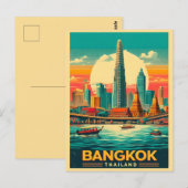 Retro Bangkok skyline - Thailand reisgeschenken Briefkaart (Voorkant / Achterkant)