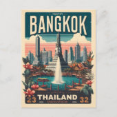 Retro Bangkok skyline - Thailand reisgeschenken Briefkaart (Voorkant)