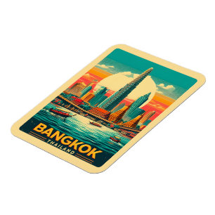 Retro Bangkok skyline - Thailand reisgeschenken Magneet