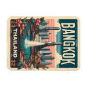 Retro Bangkok skyline - Thailand reisgeschenken Magneet (Horizontaal)