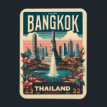 Retro Bangkok skyline - Thailand reisgeschenken Magneet<br><div class="desc">"Thailand decor" "Bangkok kunst" "Thaise straat fotografie" "Aziatische reis print" "Thaise cultuur geschenken" "Bangkok skyline" "Thaise keuken kunst" "Bangkok reizen" "Thaise straat voedsel print" "Zuidoost-Azië decor"</div>