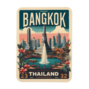 Retro Bangkok skyline - Thailand reisgeschenken Magneet
