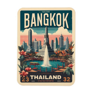 Retro Bangkok skyline - Thailand reisgeschenken Magneet