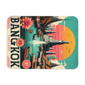 Retro Bangkok skyline - Thailand reisgeschenken Magneet (Horizontaal)