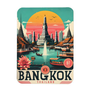 Retro Bangkok skyline - Thailand reisgeschenken Magneet