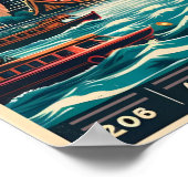 Retro Bangkok skyline - Thailand reisgeschenken Poster (Hoek)