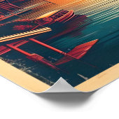 Retro Bangkok skyline - Thailand reisgeschenken Poster (Hoek)