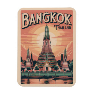 Retro Bangkok stad Wat Aru Thailand reiscadeaus Magneet