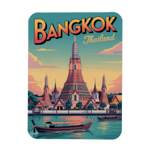 Retro Bangkok stad Wat Aru Thailand reizen cadeau Magneet