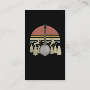 Retro Banjo Bluegrass Mountain Musician Visitekaartje