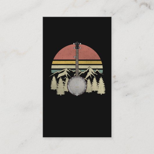 Retro  Banjo Bluegrass Mountain Musician Visitekaartje (Voorkant)