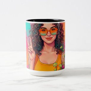Retro banket tweekleurige koffiemok
