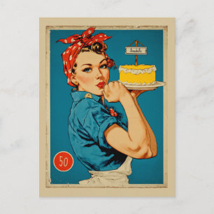 Retro Banketbakker Pin-Up Briefkaart