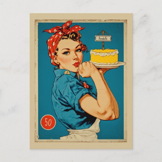 Retro Banketbakker Pin-Up  Briefkaart (Voorkant)