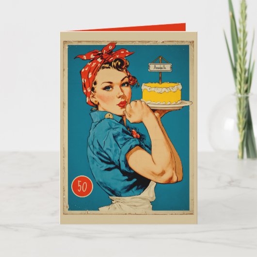 Retro Banketbakker Pin-Up Kaart (Voorkant)