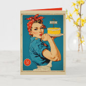 Retro Banketbakker Pin-Up Kaart (Gele Bloem)