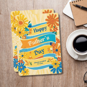 Retro Banner Floral Happy Vaderdag Kaart
