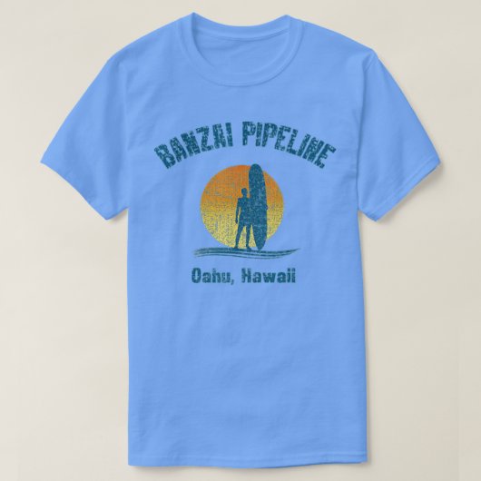 Retro Banzai Pipeline Surfer Oahu Hawaii T-shirt (Design voorkant)