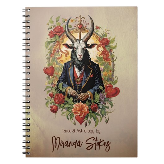 Retro Baphomet Hearts Rozen Tarot Journal Notitieboek (Voorkant)