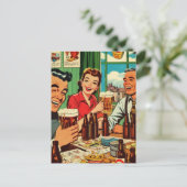 Retro Bar Bier Strips Briefkaart (Staand voorkant)