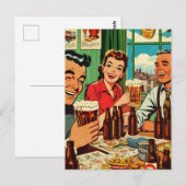 Retro Bar Bier Strips Briefkaart (Voorkant / Achterkant)
