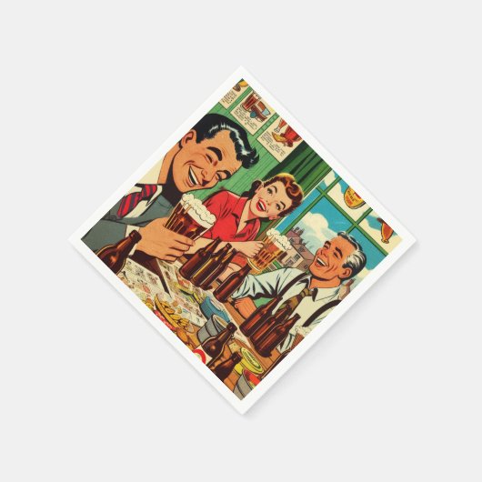 Retro Bar Bier Strips Servet (Hoek)