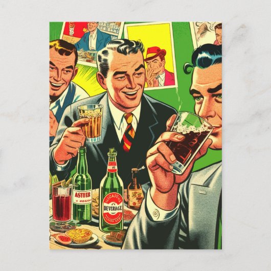 Retro Bar Drink stripillustratie Briefkaart (Voorkant)