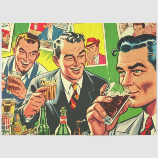 Retro Bar Drink stripillustratie Tissuepapier (Voorkant)