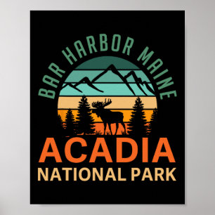 Retro Bar Harbor Maine Acadia National Park Eland Poster