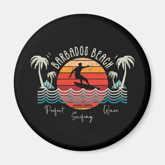 Retro Barbados Beach Magneet (Voorkant)