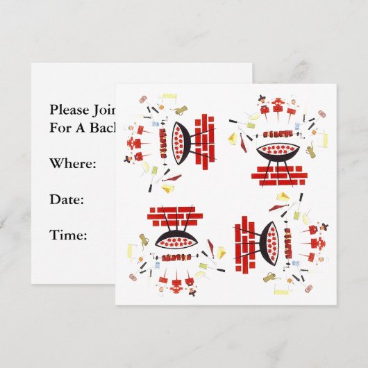 Retro Barbecue 20e-eeuwse Style Googie Kaart (Voorkant / Achterkant)