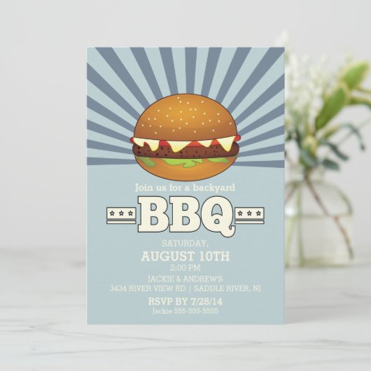 Retro  Barbecue Party Kaart (Staand voorkant)