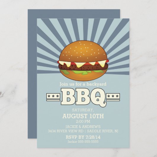 Retro  Barbecue Party Kaart (Voorkant / Achterkant)