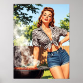 Retro Barbecue Pin-up Poster (Voorkant)