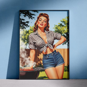 Retro Barbecue Pin-up Poster