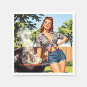 Retro Barbecue Pin-up Servet (Voorkant)