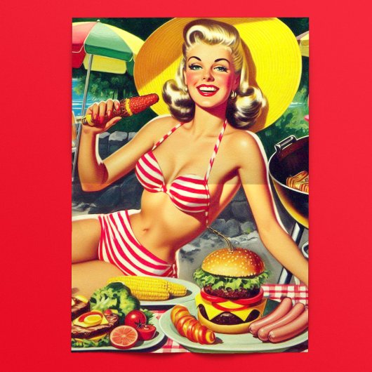 Retro Barbecue Zwembad Feest Pin-up Tissuepapier