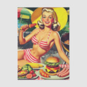 Retro Barbecue Zwembad Feest Pin-up Tissuepapier (Voorkant)