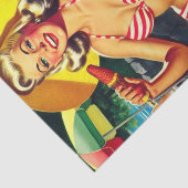 Retro Barbecue Zwembad Feest Pin-up Tissuepapier (Detail)