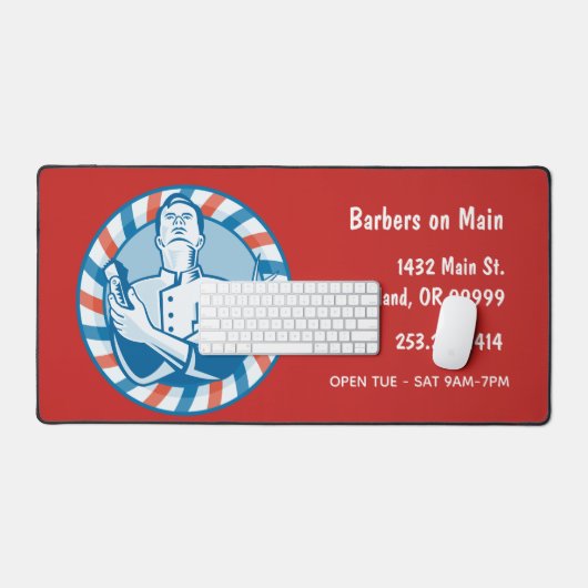 Retro Barber Badge Aangepast Bureaumat (Keyboard & Muis)