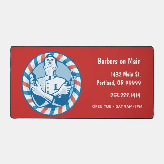 Retro Barber Badge Aangepast Bureaumat (Voorkant)