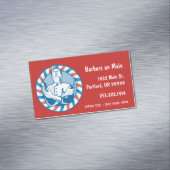 Retro Barber Badge op Red Magnetisch Visitekaartje (Voorbeeld)