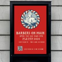 Retro Barber Badge & QR Code