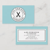 Retro barber cirkel scharen logo visitekaartje (Voorkant / Achterkant)