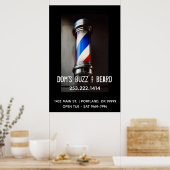 Retro Barber Pole Business Poster Sign (Keuken)