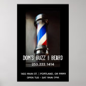 Retro Barber Pole Business Poster Sign (Voorkant)